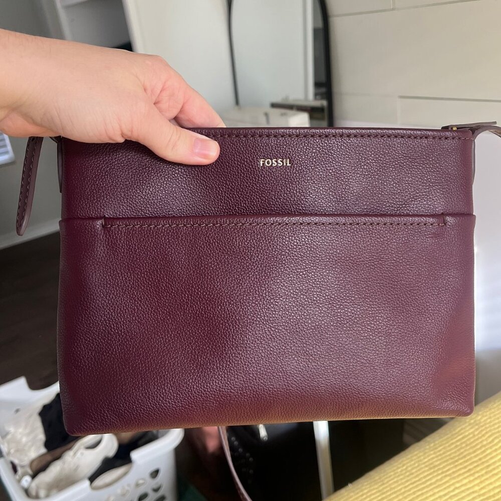 Cranberry colored Fossil Crossbody Purse